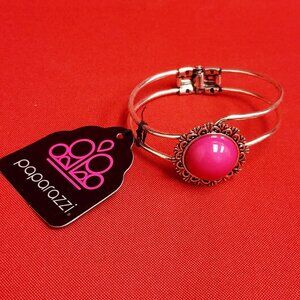 Paparazzi Pink Crackle Bead Cuff Bracelet